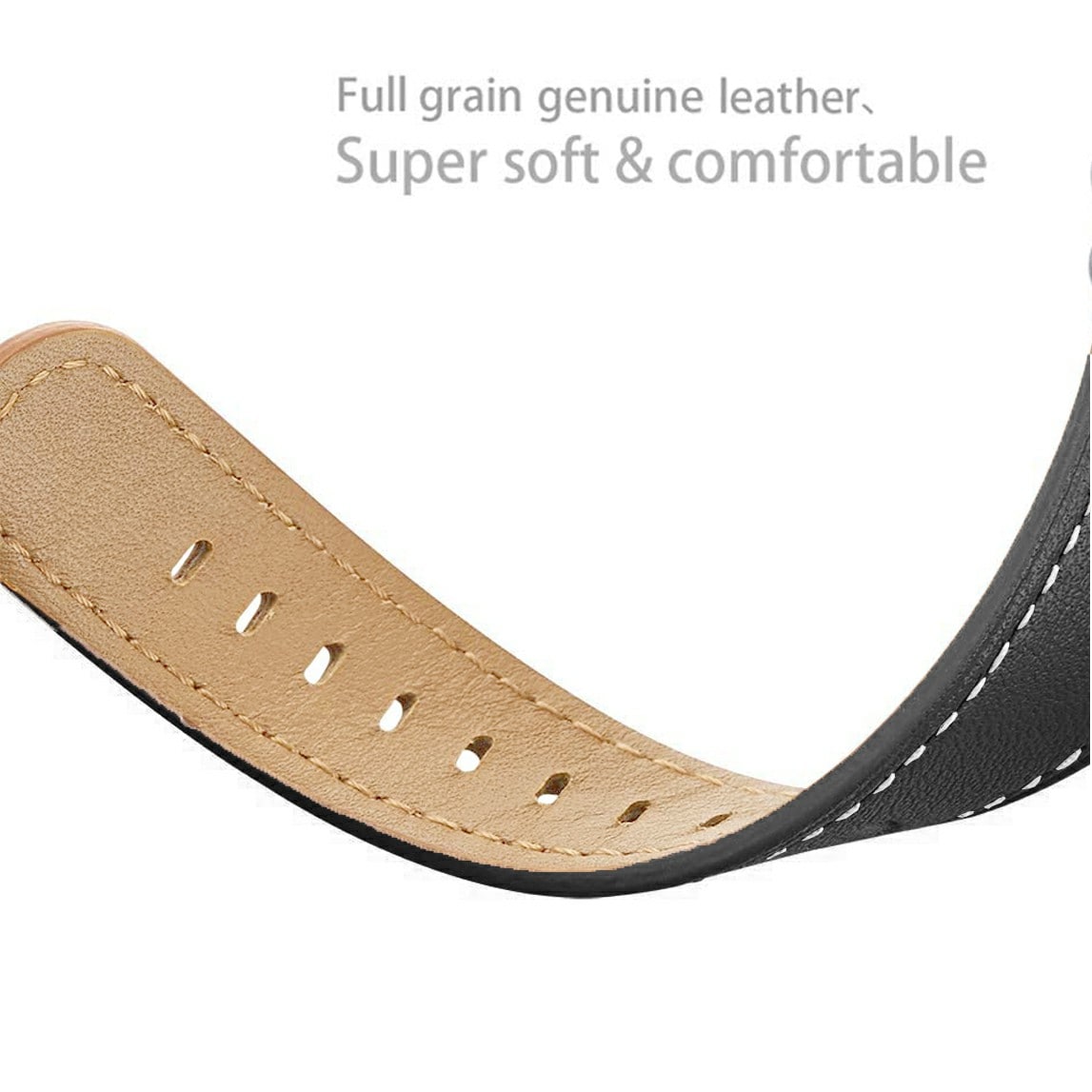Samsung Galaxy Watch 8 44mm Armband i äkta läder, Svart