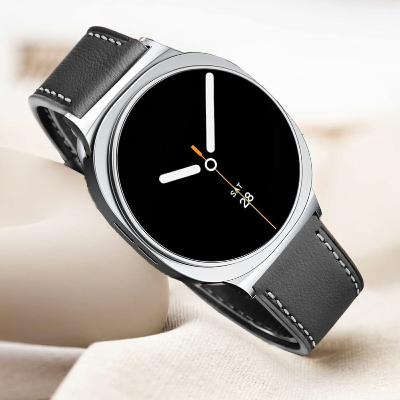 Samsung Galaxy Watch 8 Classic Armband i äkta läder, Svart