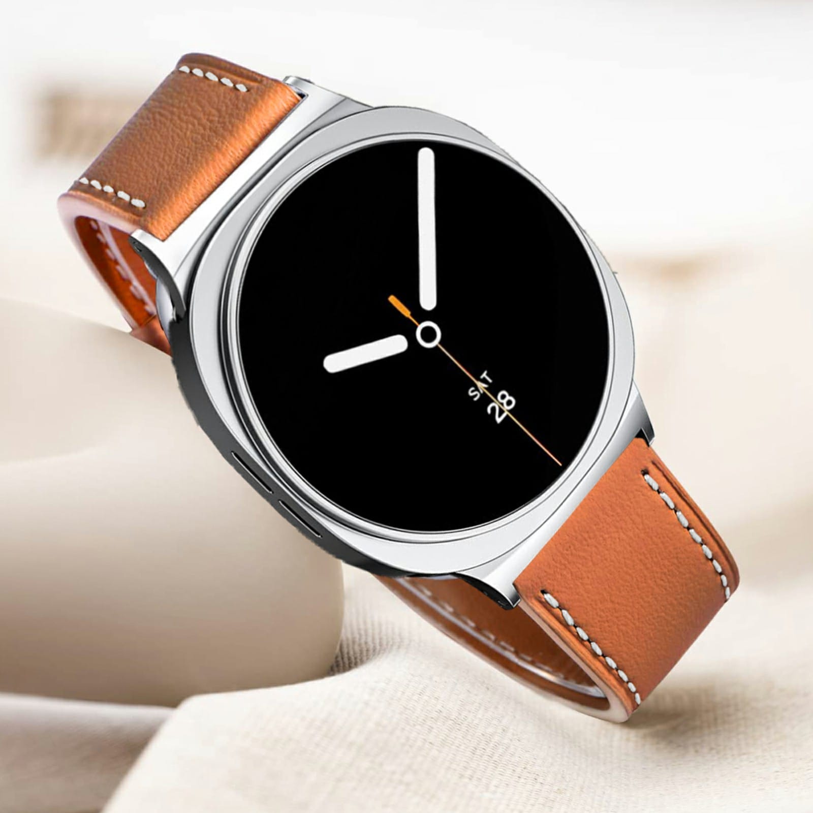 Samsung Galaxy Watch 8 44mm Armband i äkta läder, Cognac