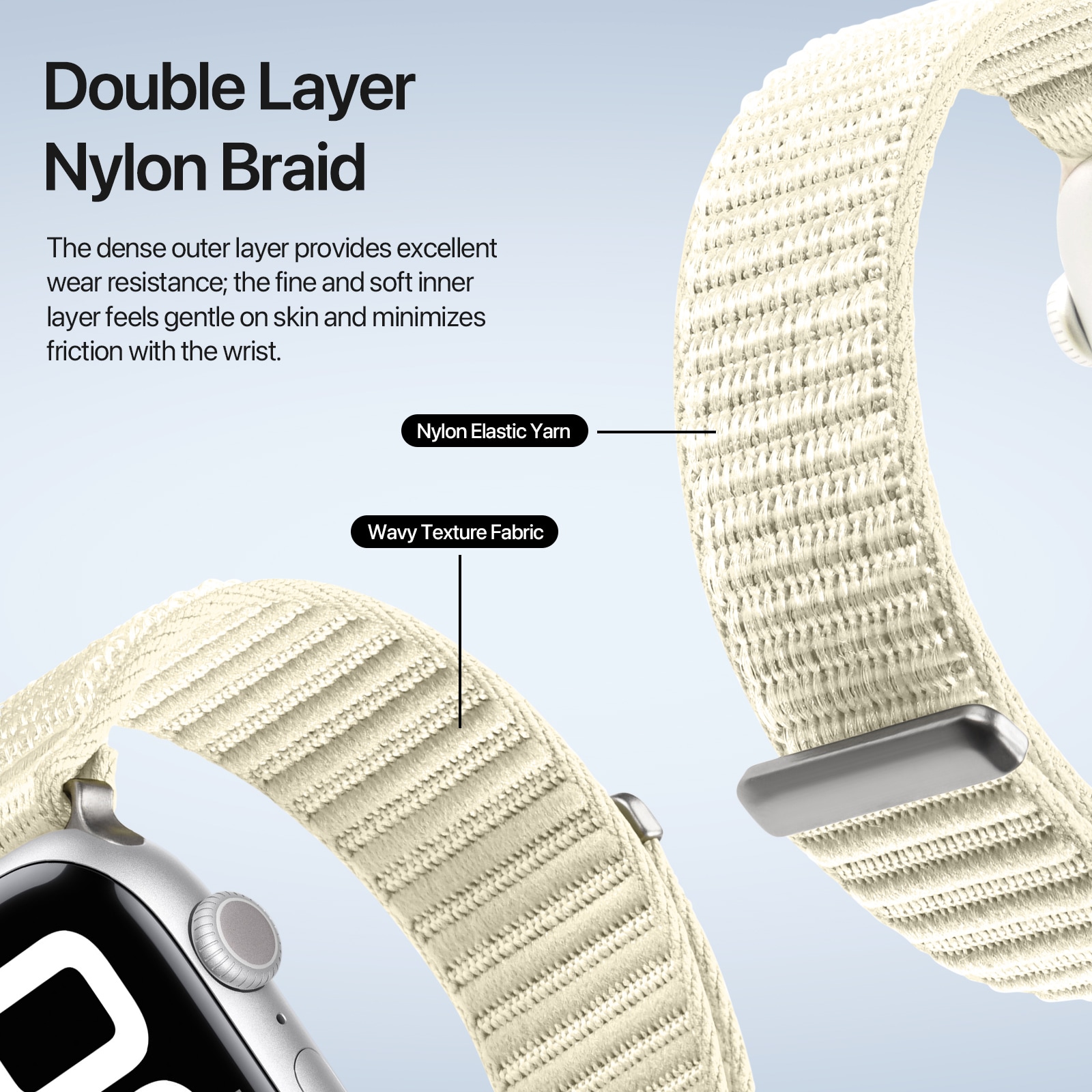 Apple Watch Series 10 42mm Nylonarmband, Vit