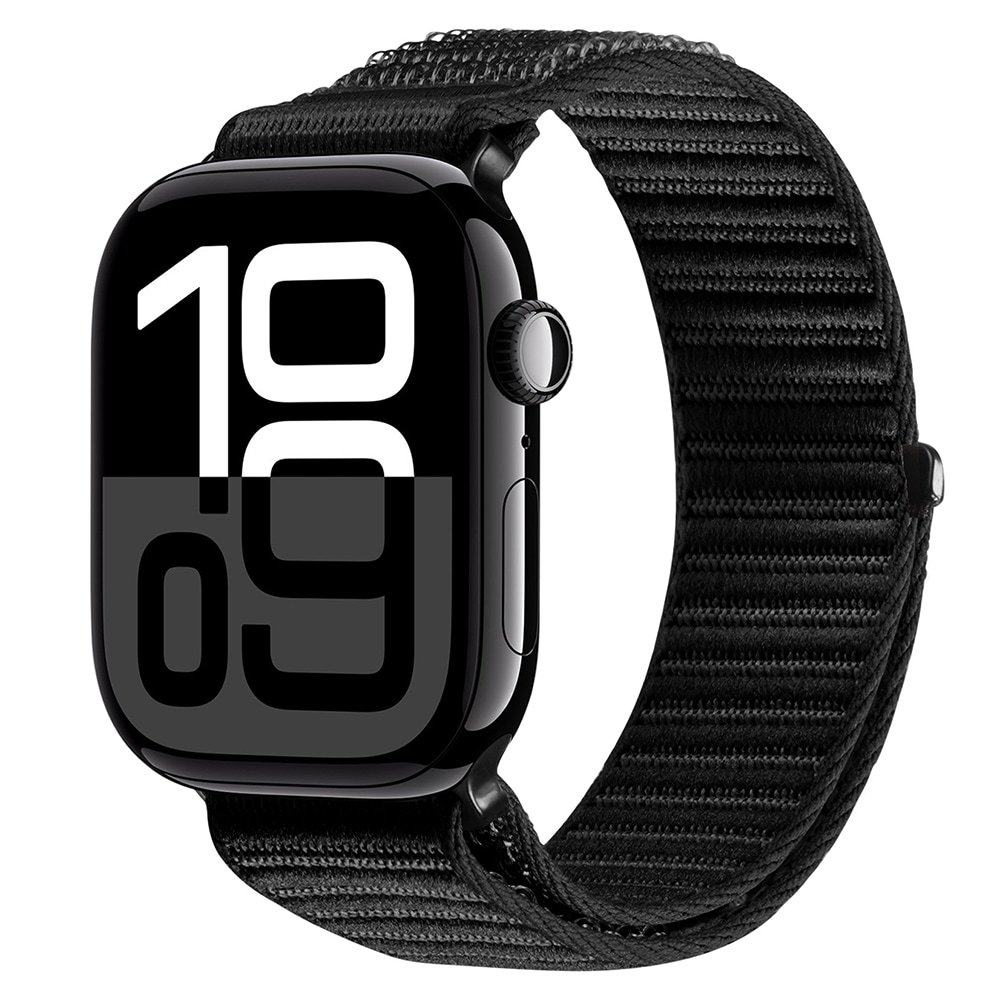 Apple Watch Series 8 45mm Nylonarmband, Svart