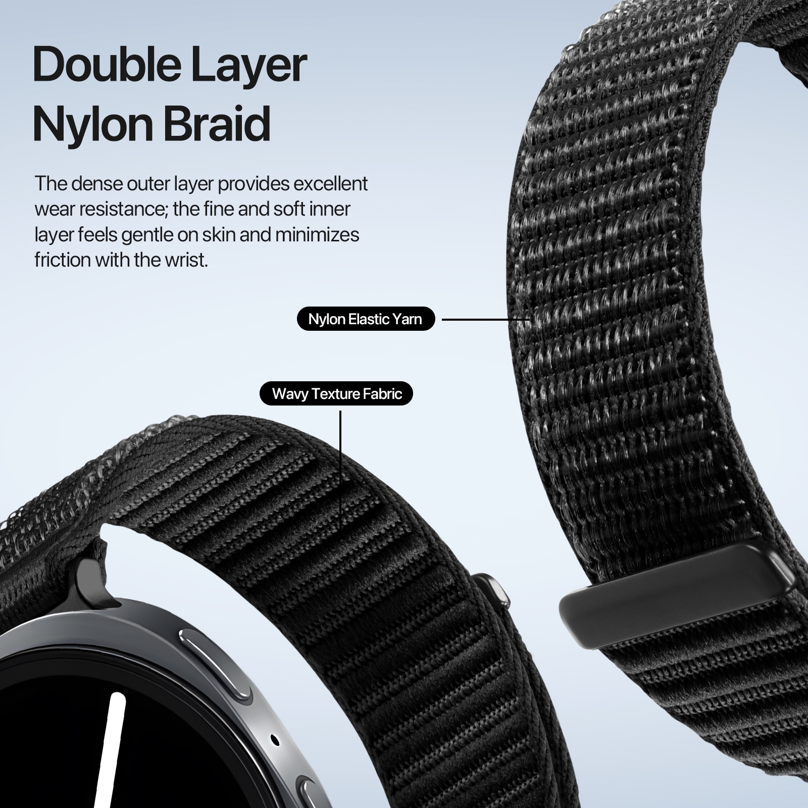 Samsung Galaxy Watch 8 40mm Nylonarmband, Svart