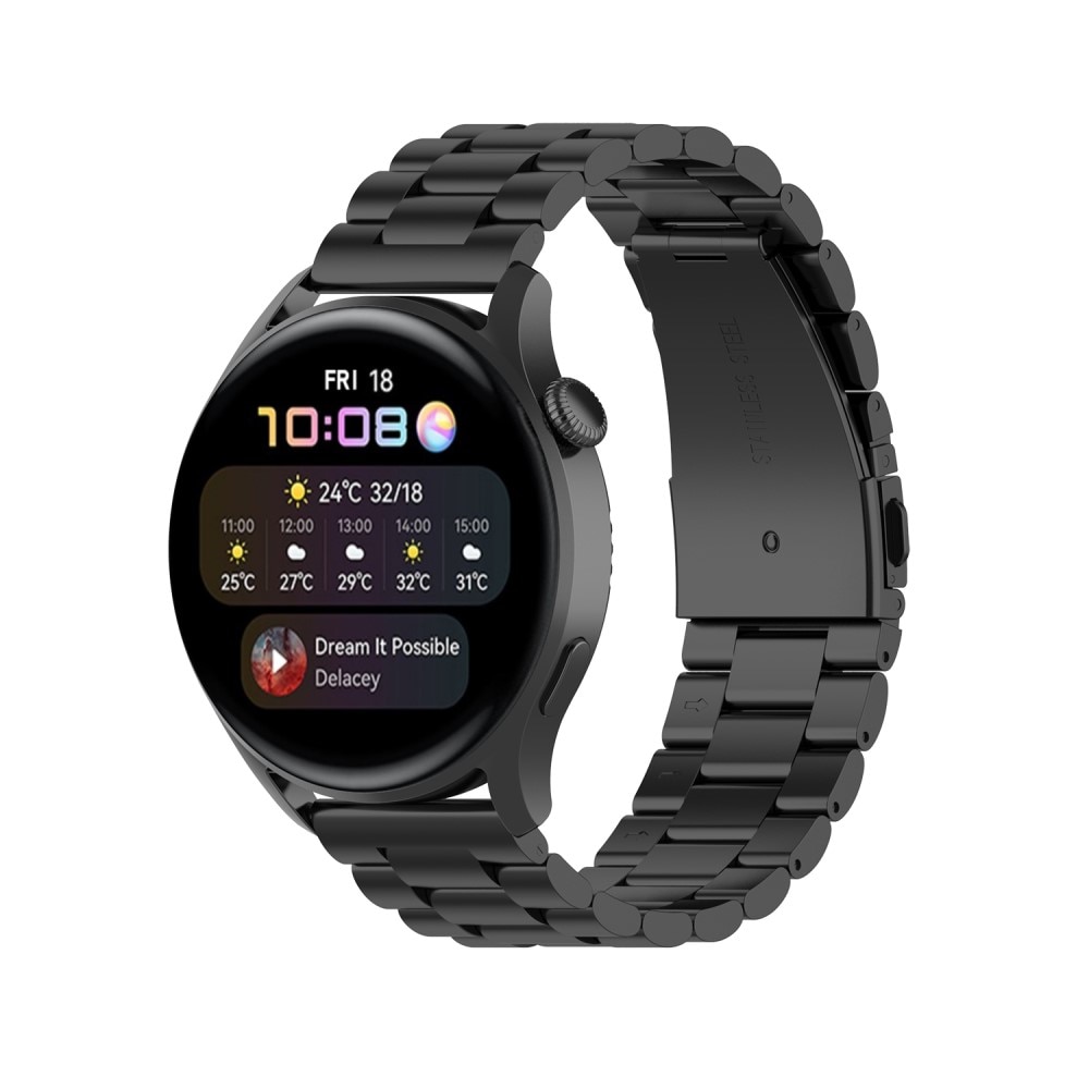 Huawei Watch 3/3 Pro Stilrent länkarmband i metall, svart