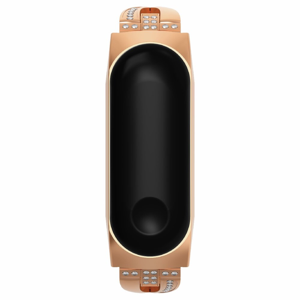 Xiaomi Mi Band 3/4 Smalt länkarmband med glittrande stenar, roséguld