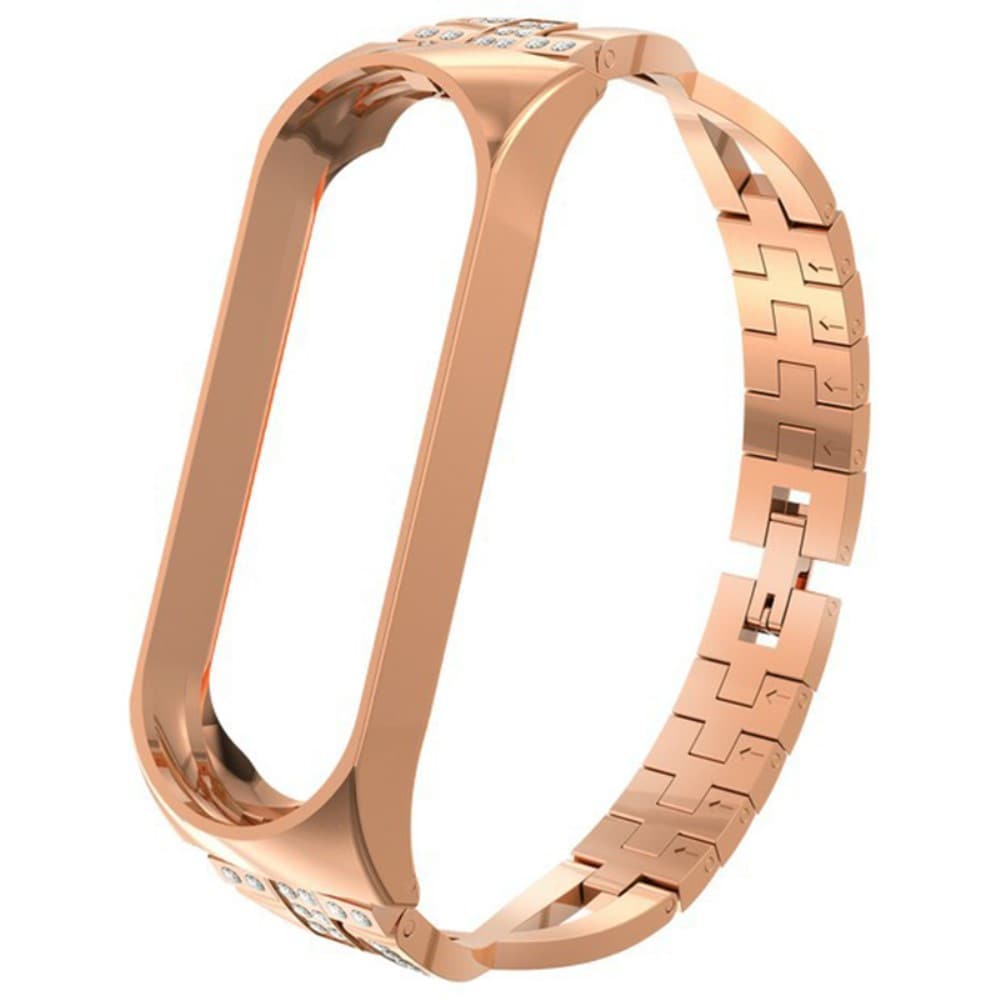   Smalt länkarmband med glittrande stenar, Roséguld
