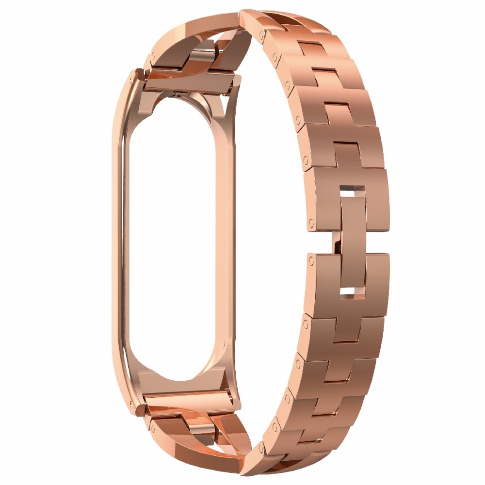   Smalt länkarmband med glittrande stenar, Roséguld