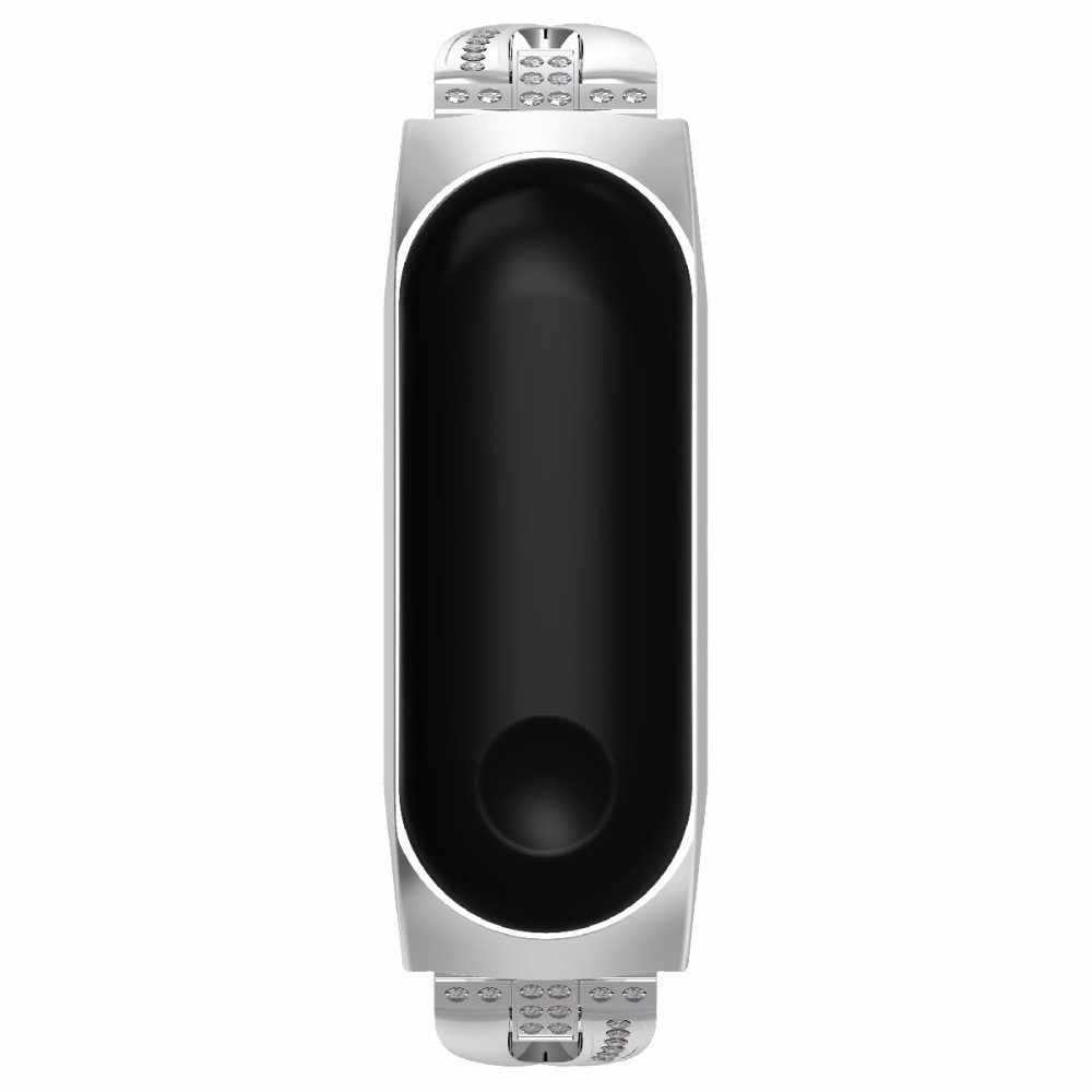 Xiaomi Mi Band 5/6 Smalt länkarmband med glittrande stenar, silver