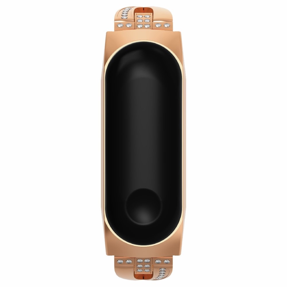 Xiaomi Mi Band 5/6 Smalt länkarmband med glittrande stenar, roséguld