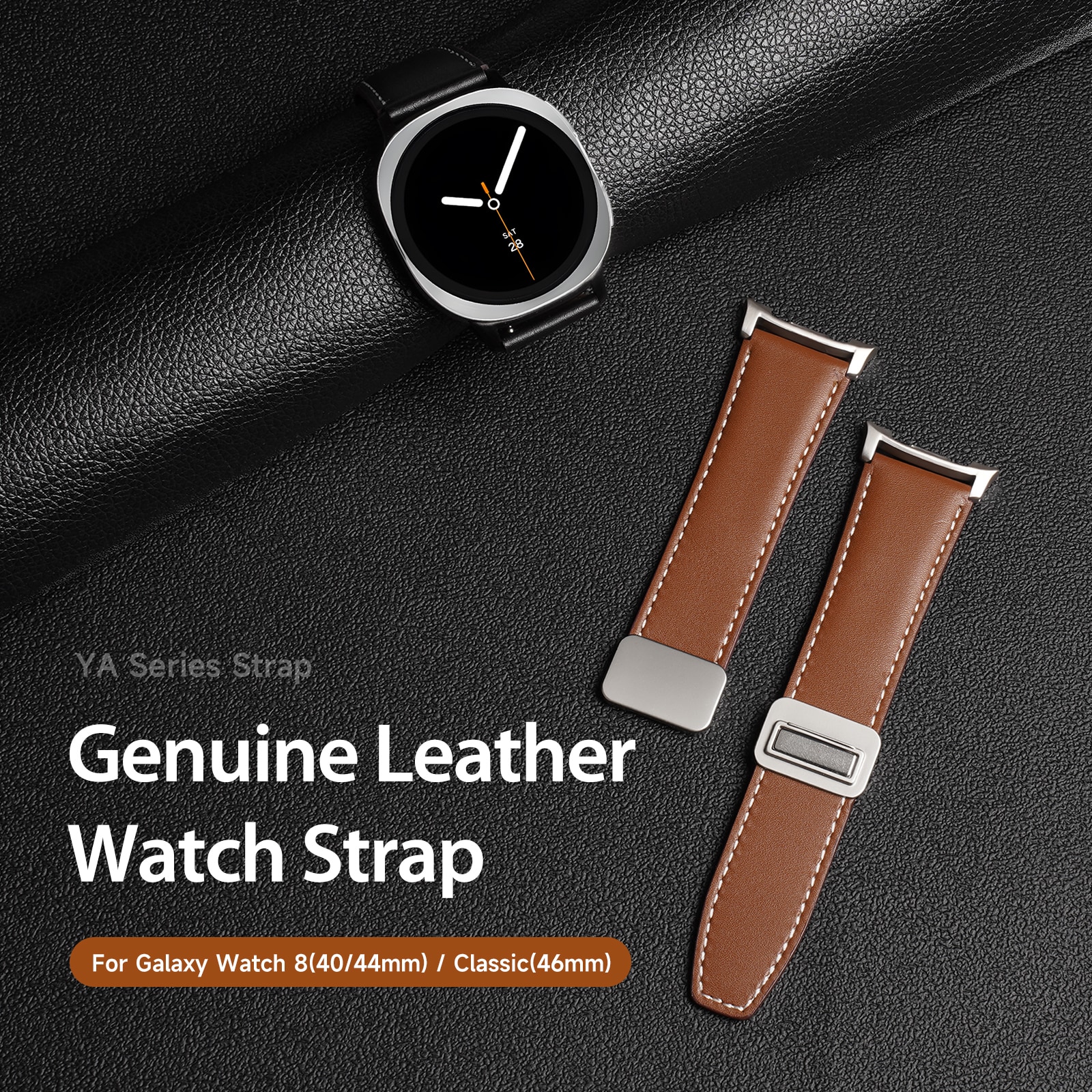 Samsung Galaxy Watch 8 44mm Armband i läder, Brun