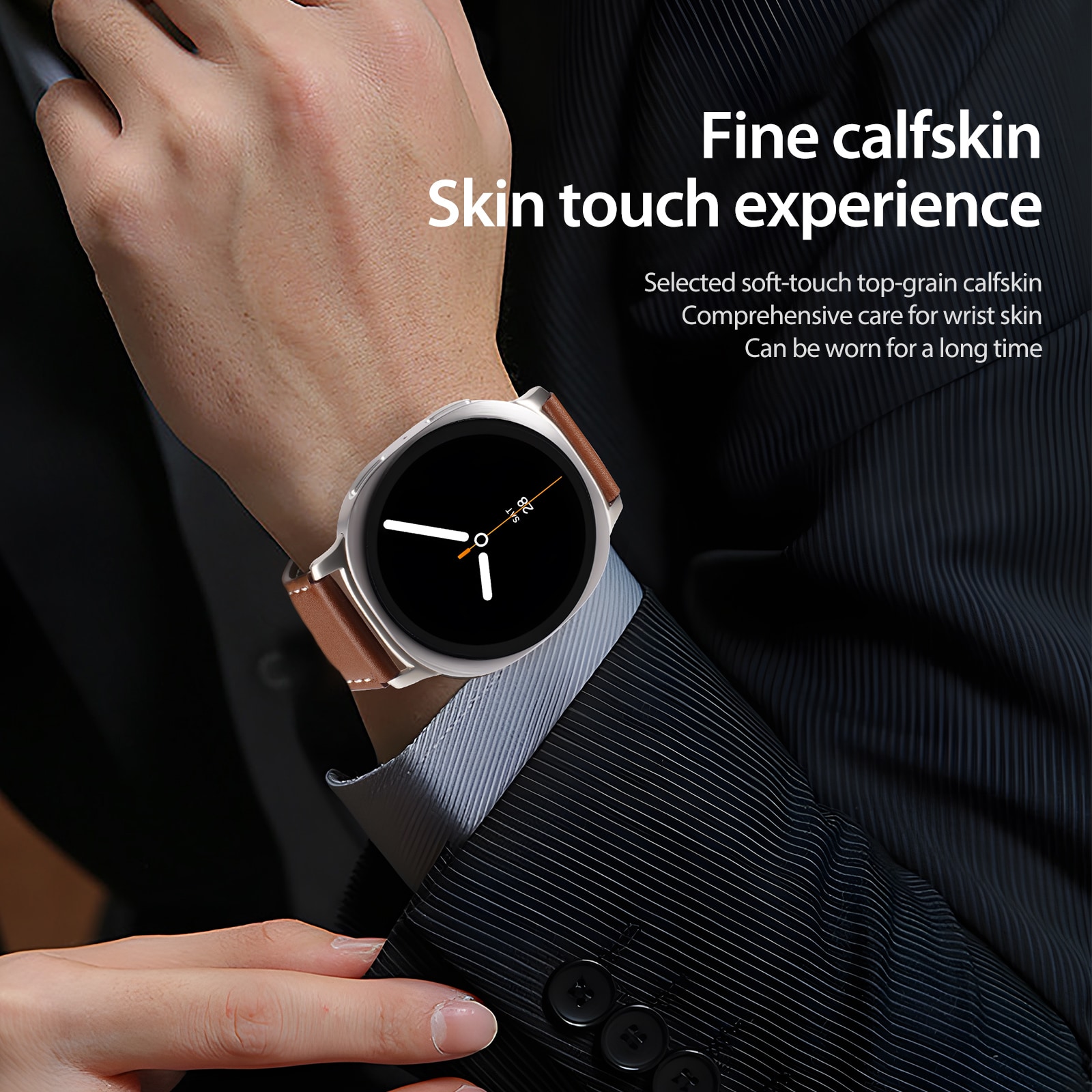 Samsung Galaxy Watch 8 44mm Armband i läder, Brun