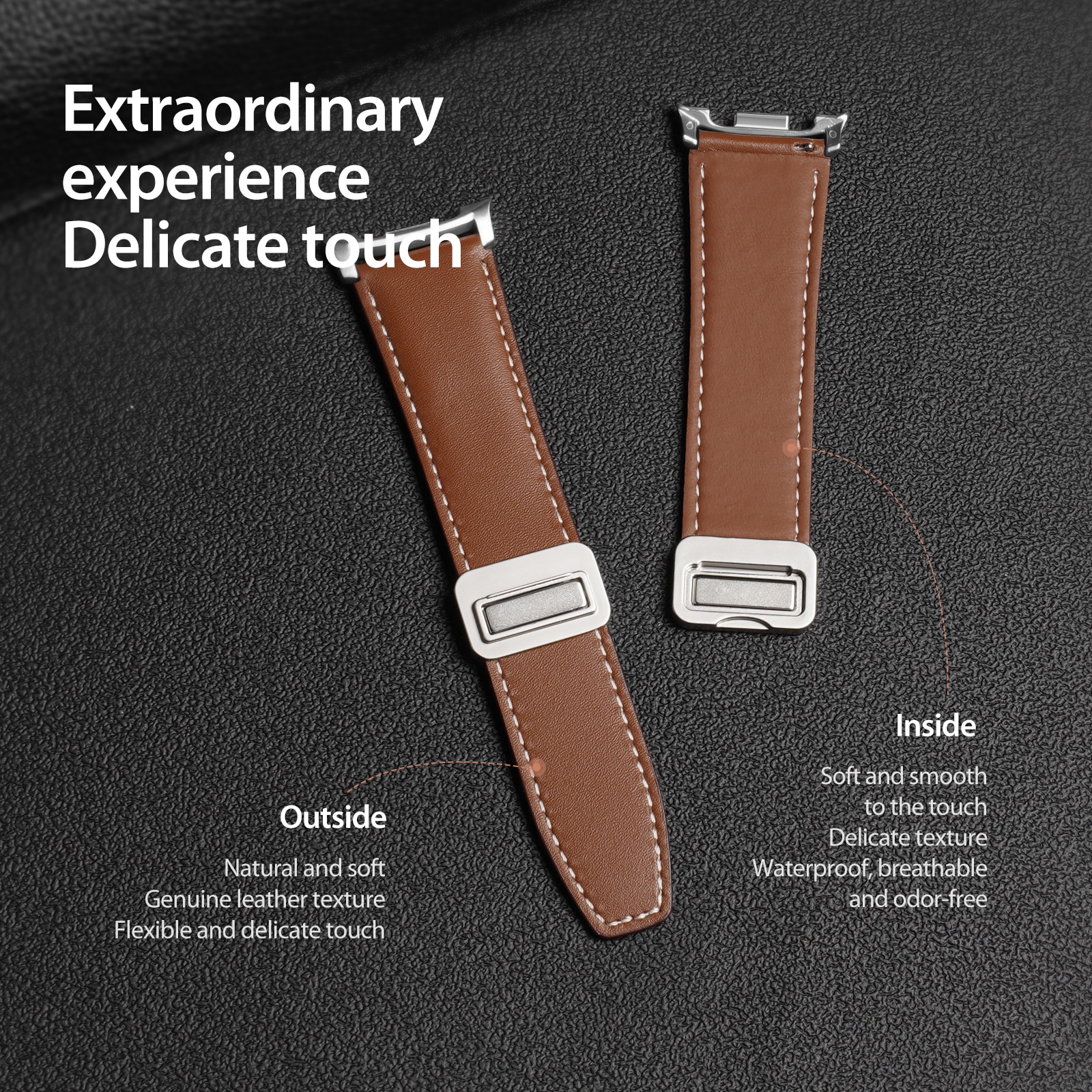 Samsung Galaxy Watch 8 44mm Armband i läder, Brun