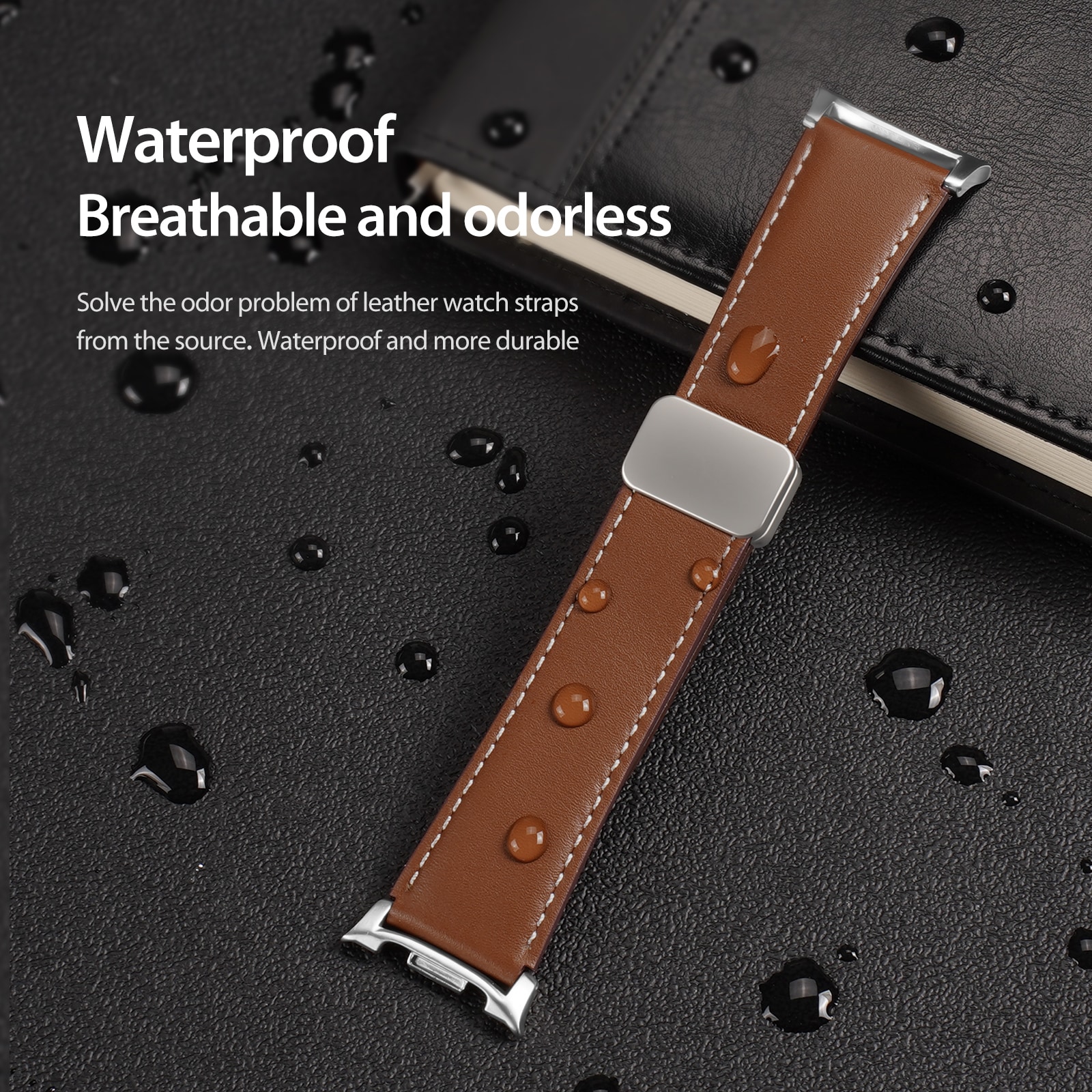 Samsung Galaxy Watch 8 44mm Armband i läder, Brun