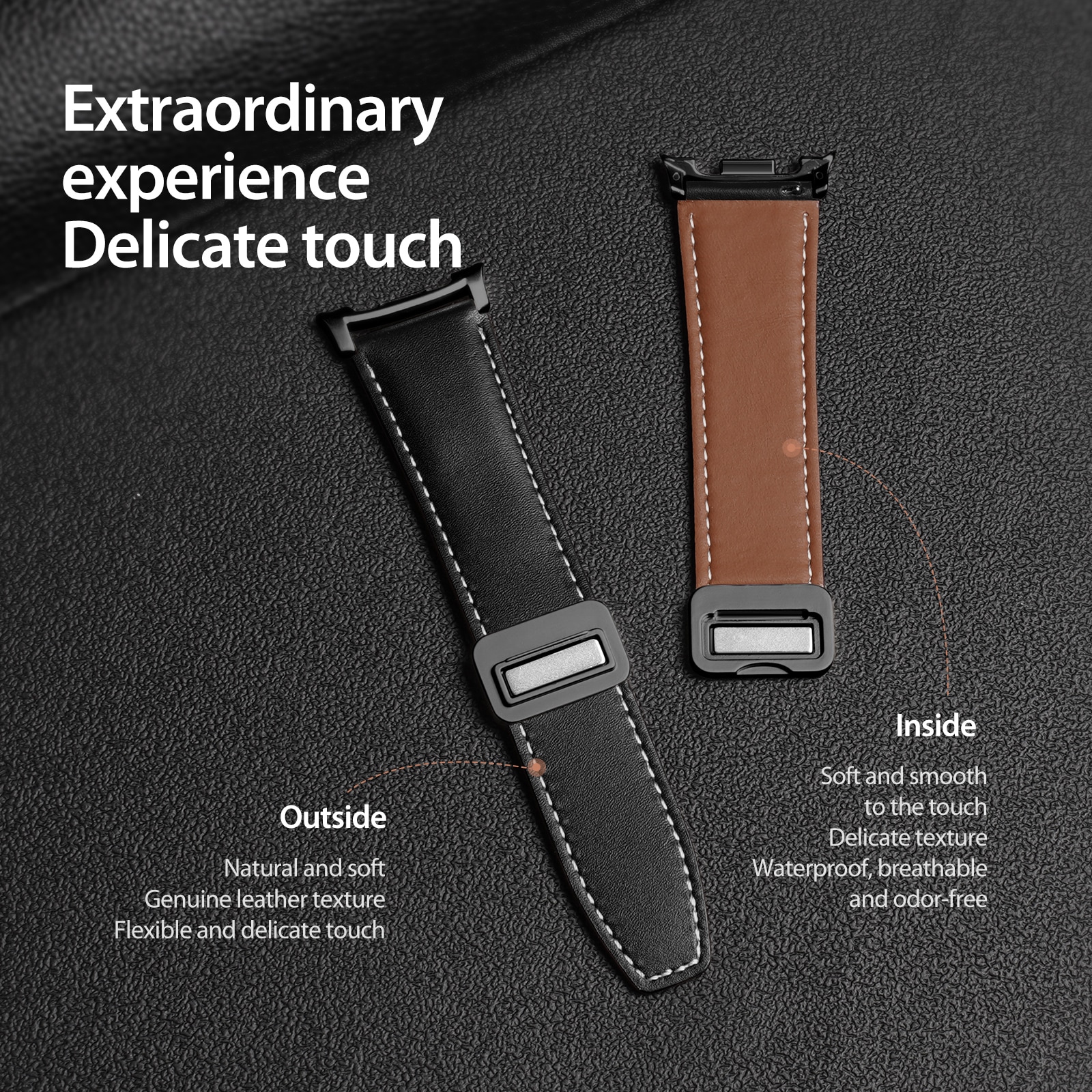 Samsung Galaxy Watch 8 40mm Armband i läder, Svart