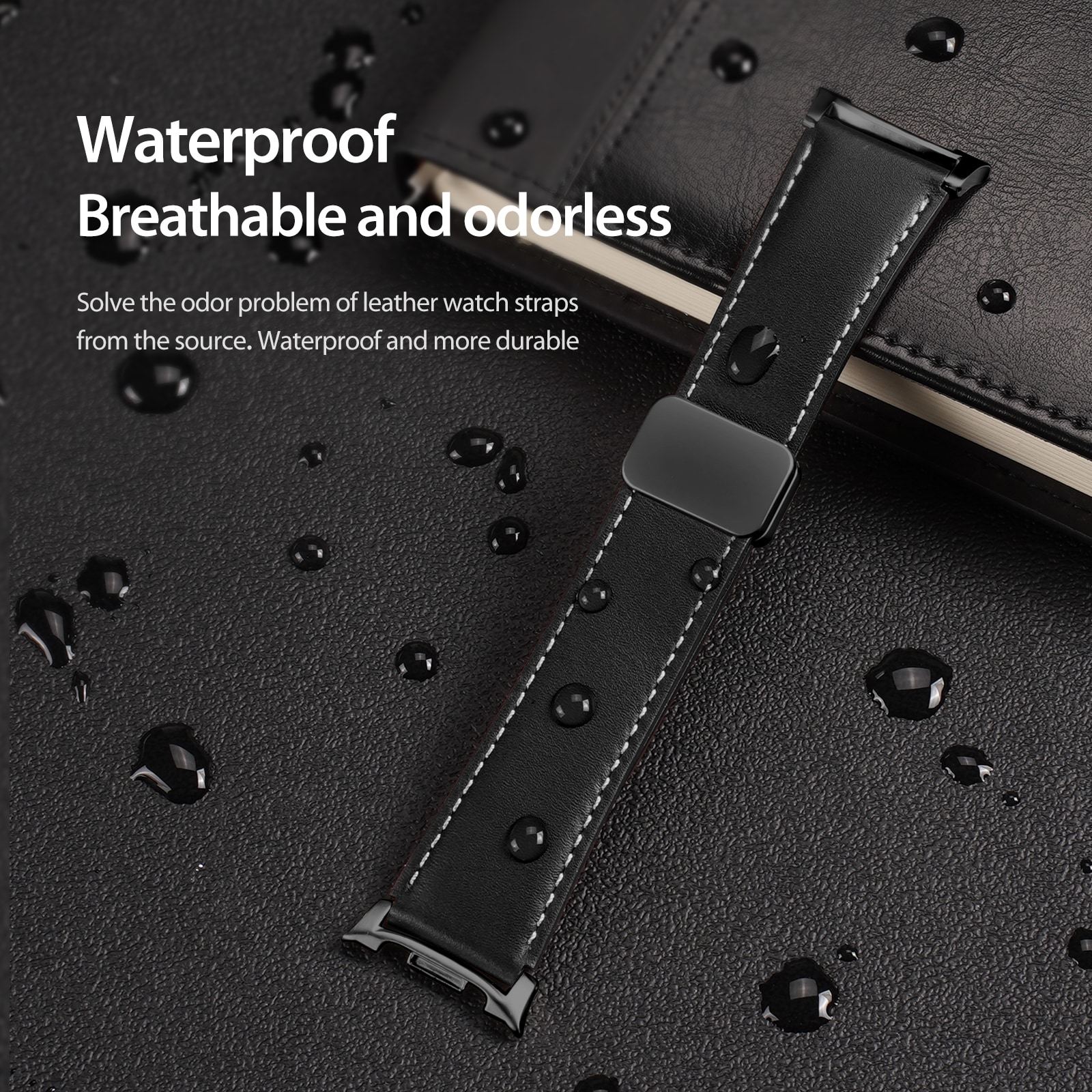 Samsung Galaxy Watch 8 40mm Armband i läder, Svart