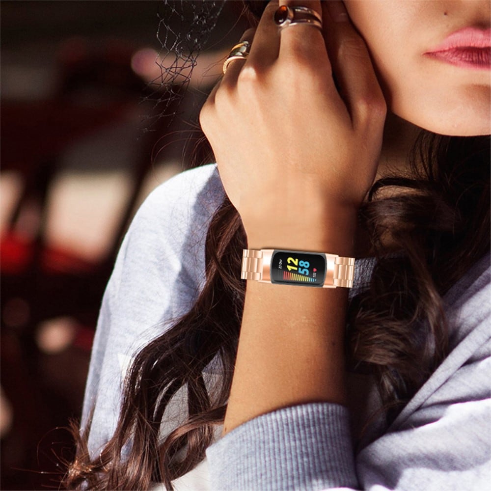 Fitbit Charge 6 Stilrent länkarmband i metall, Roséguld