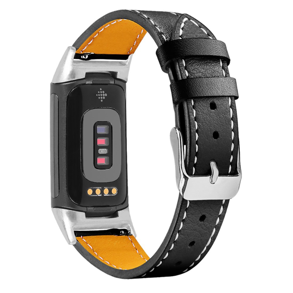 Fitbit Charge 6 Armband i äkta läder, svart