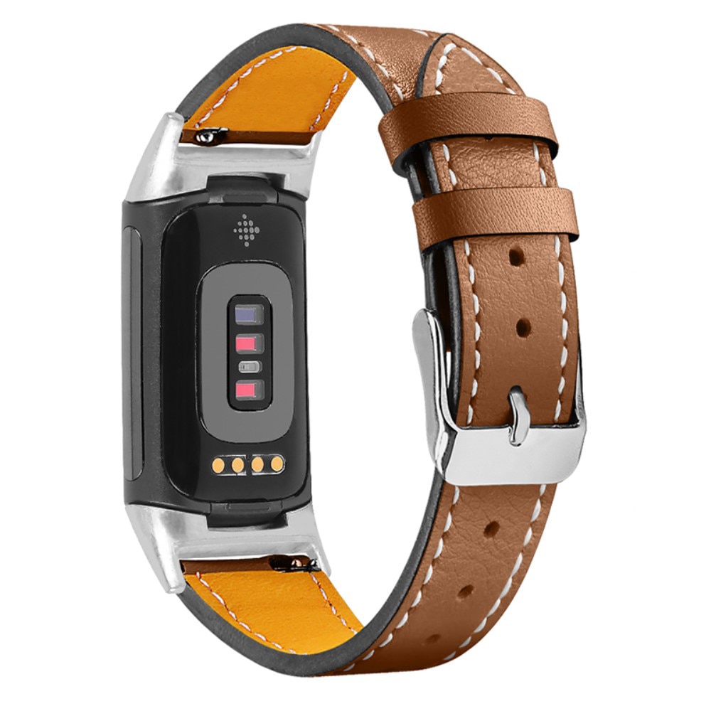 Fitbit Charge 5 Armband i äkta läder, brun
