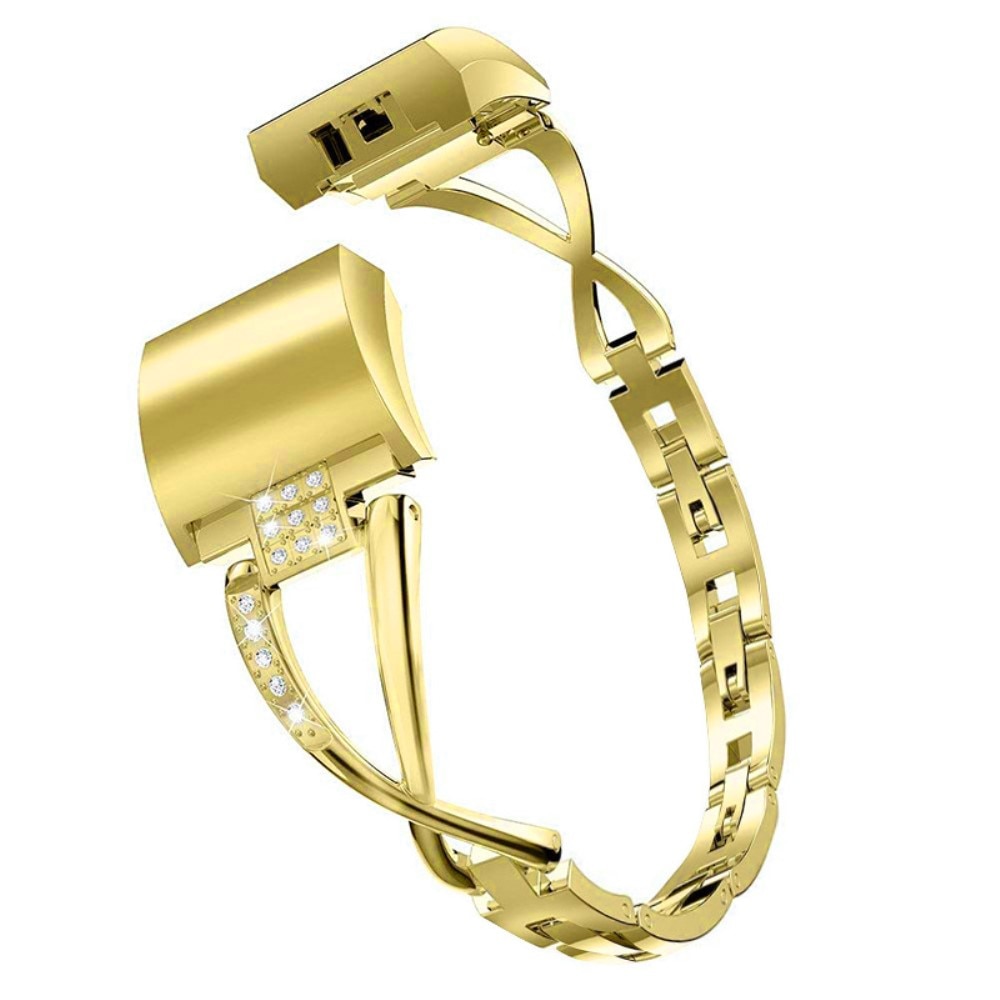Fitbit Charge 5 Smalt länkarmband med glittrande stenar, guld