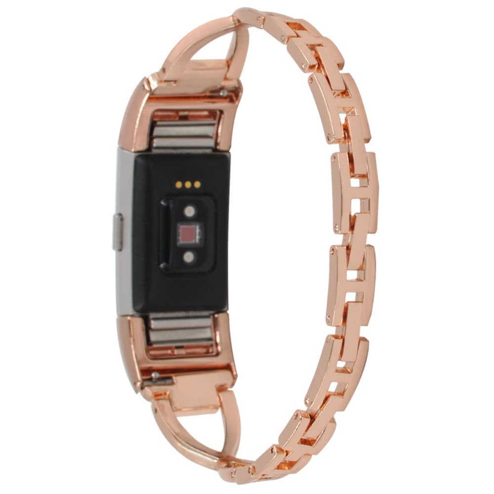 Garmin Fitbit Charge 6 Rose Smalt länkarmband med glittrande stenar, roséguld