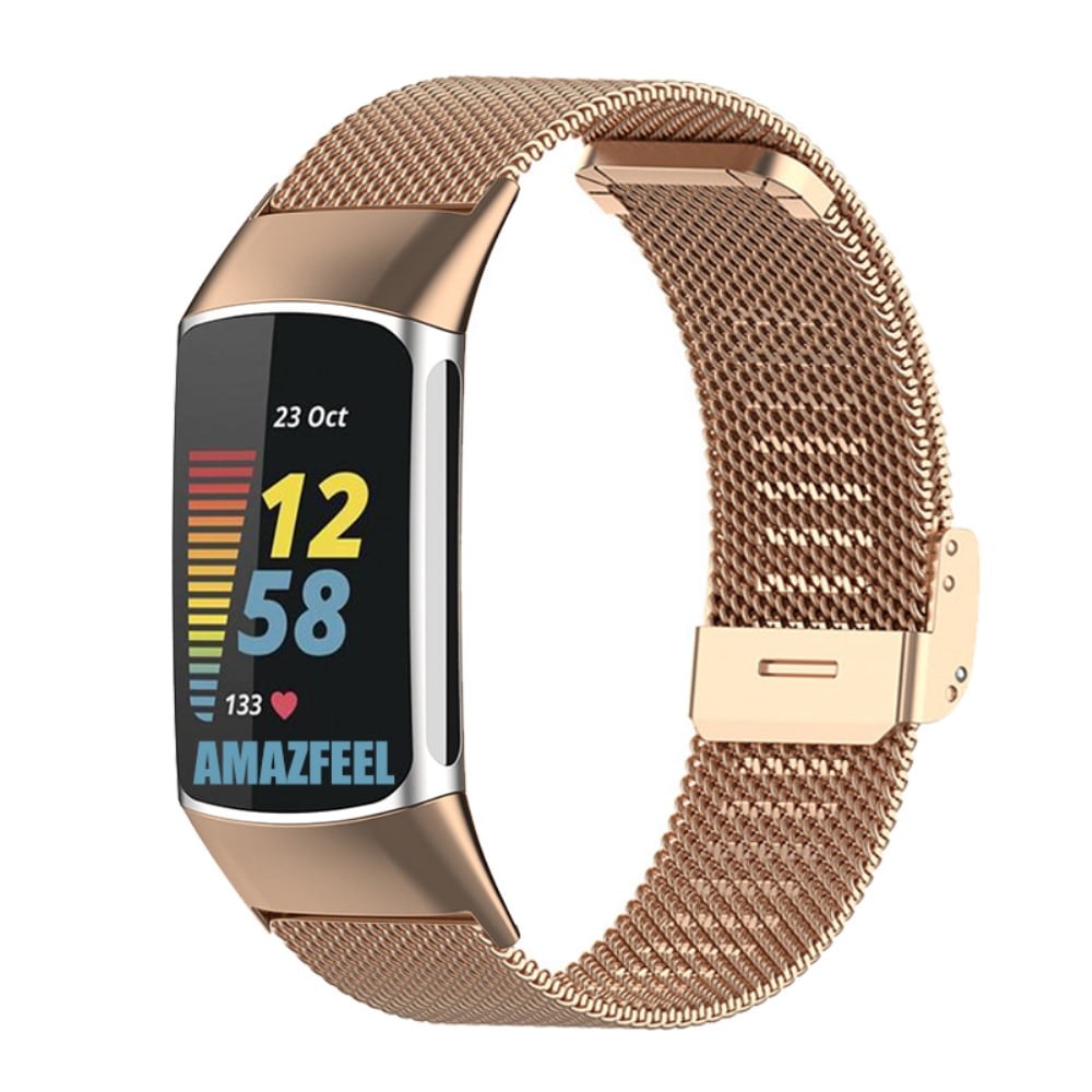 Fitbit Charge 6 Armband i mesh, roséguld