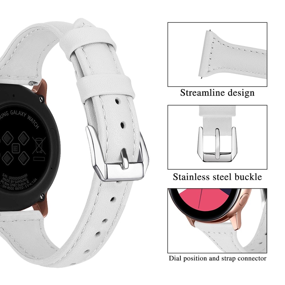 Samsung Galaxy Watch 6 44mm Smalt armband i äkta läder, vit