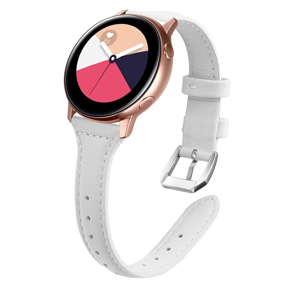 Galaxy Watch 4 40/42/44/46 mm Smalt armband i äkta läder, vit