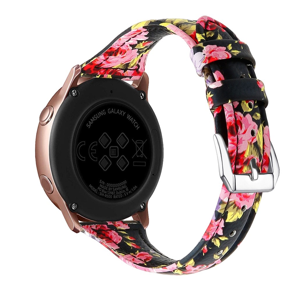 Garmin Forerunner 55 Smalt armband i äkta läder, svart blommor