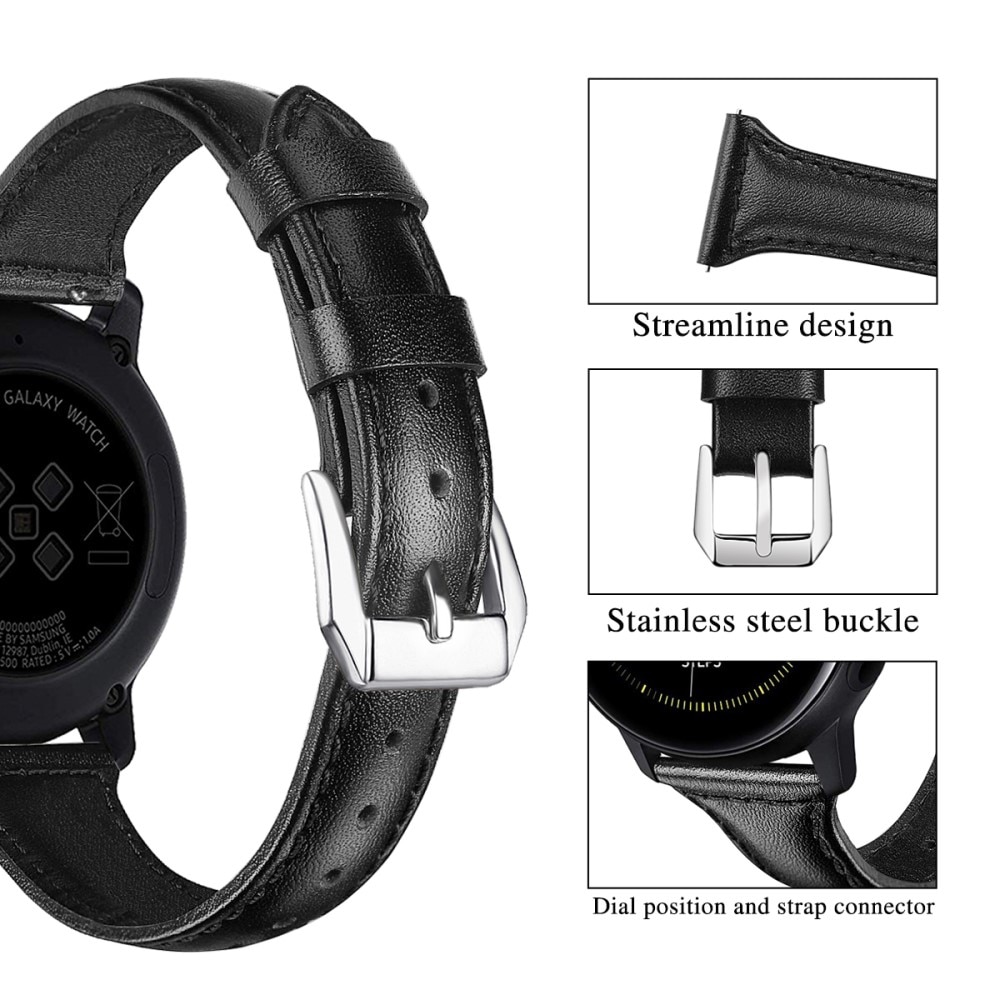 Samsung Galaxy Watch Active 2 44mm Smalt armband i äkta läder, svart
