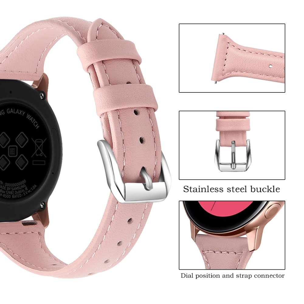 Samsung Galaxy Watch 6 44mm Smalt armband i äkta läder, rosa