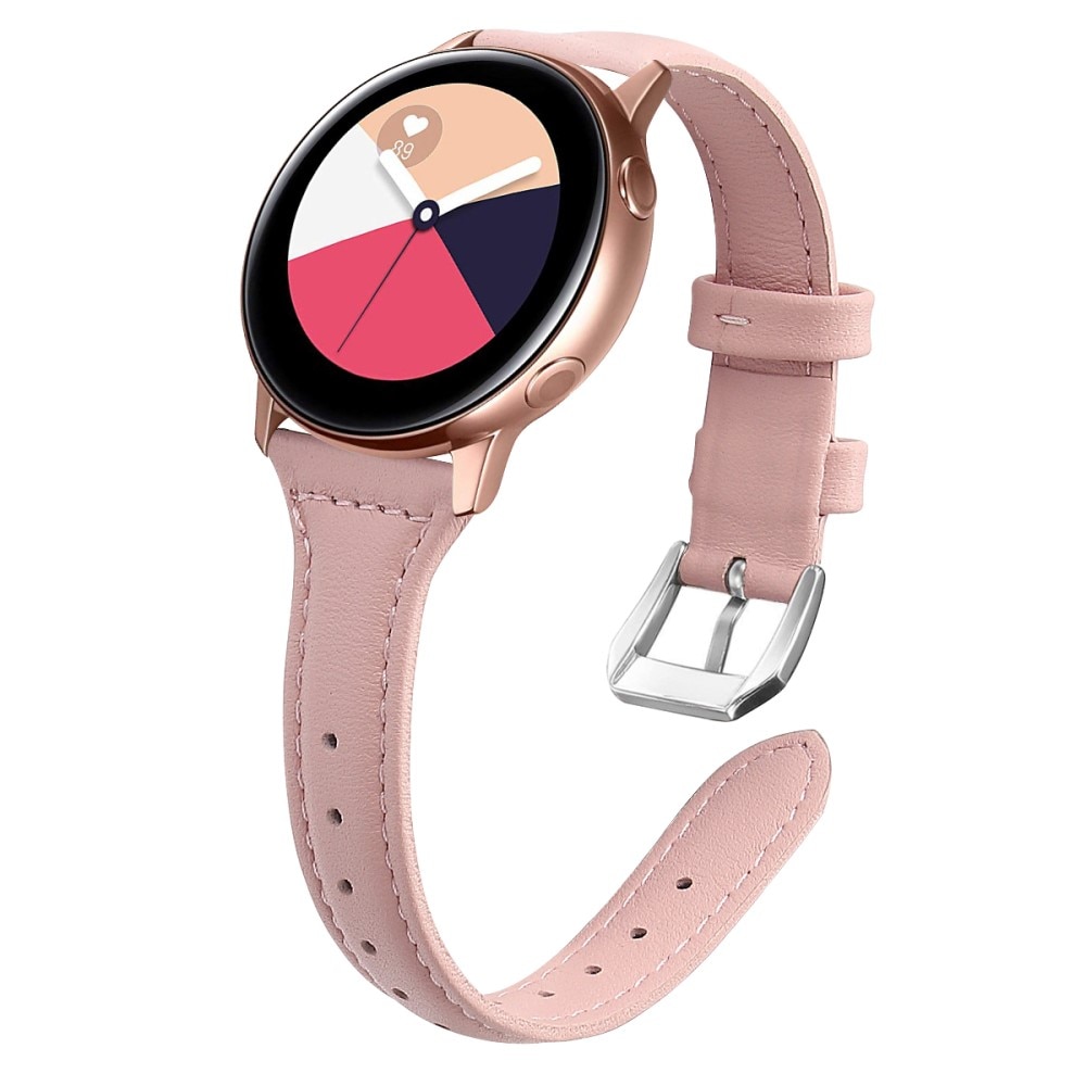 Galaxy Watch 4 40/42/44/46 mm Smalt armband i äkta läder, rosa