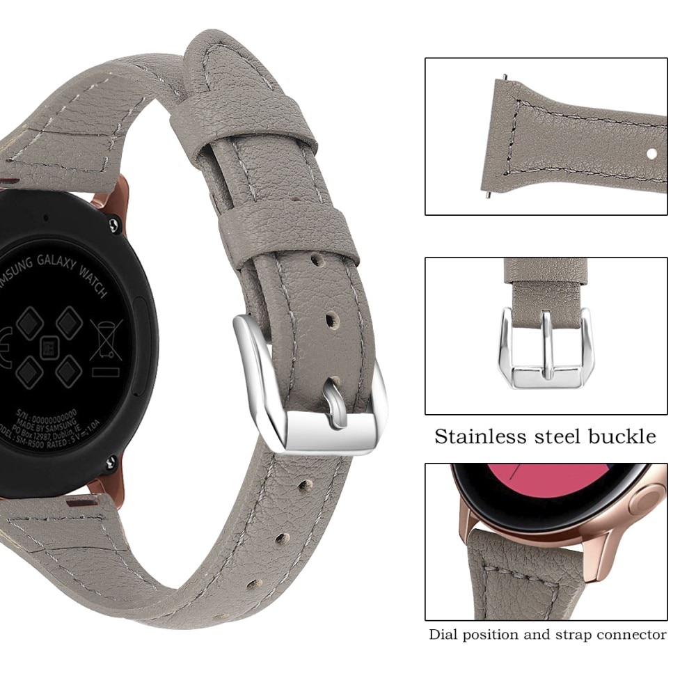 Samsung Galaxy Watch 4 40mm Smalt armband i äkta läder, grå