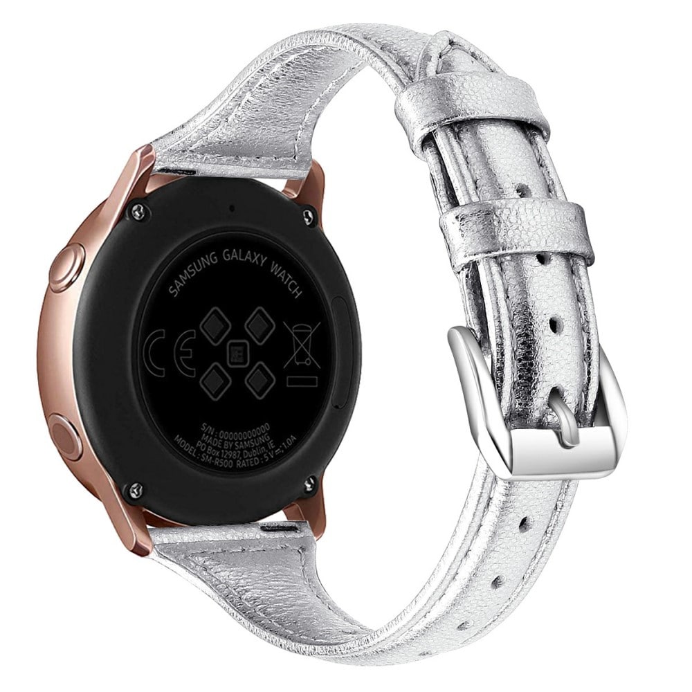 Samsung Galaxy Watch 5 40mm Smalt armband i äkta läder, silver