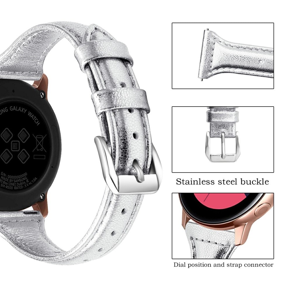 Samsung Galaxy Watch 5 40mm Smalt armband i äkta läder, silver