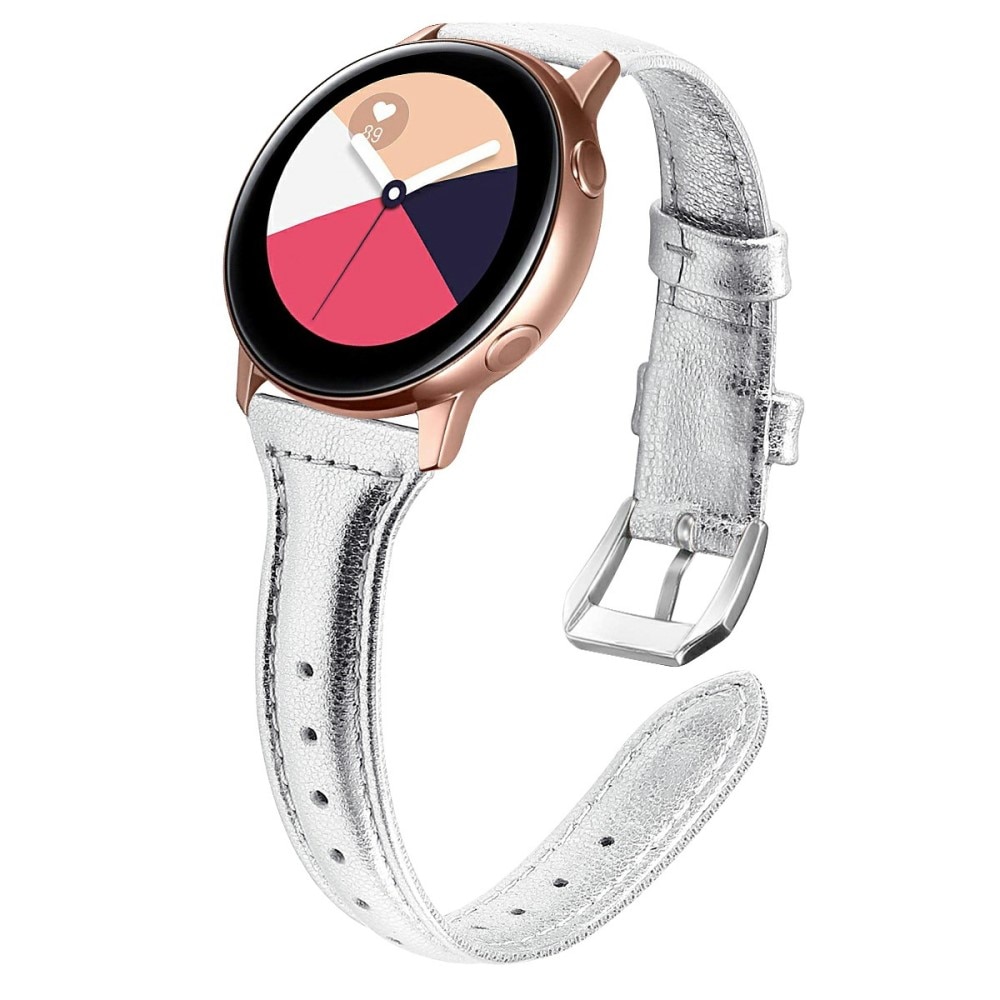 Samsung Galaxy Watch 5 44mm Smalt armband i äkta läder, silver