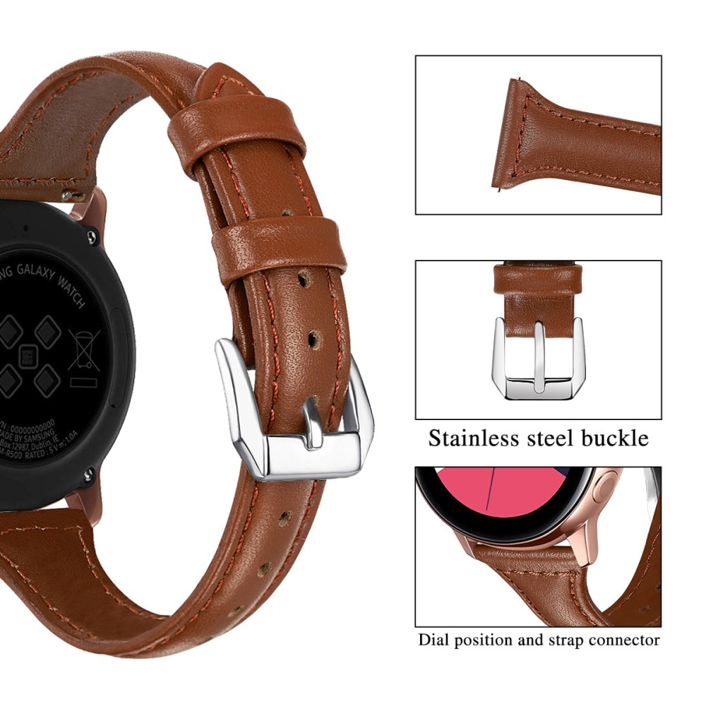 Samsung Galaxy Watch 6 44mm Smalt armband i äkta läder, brun