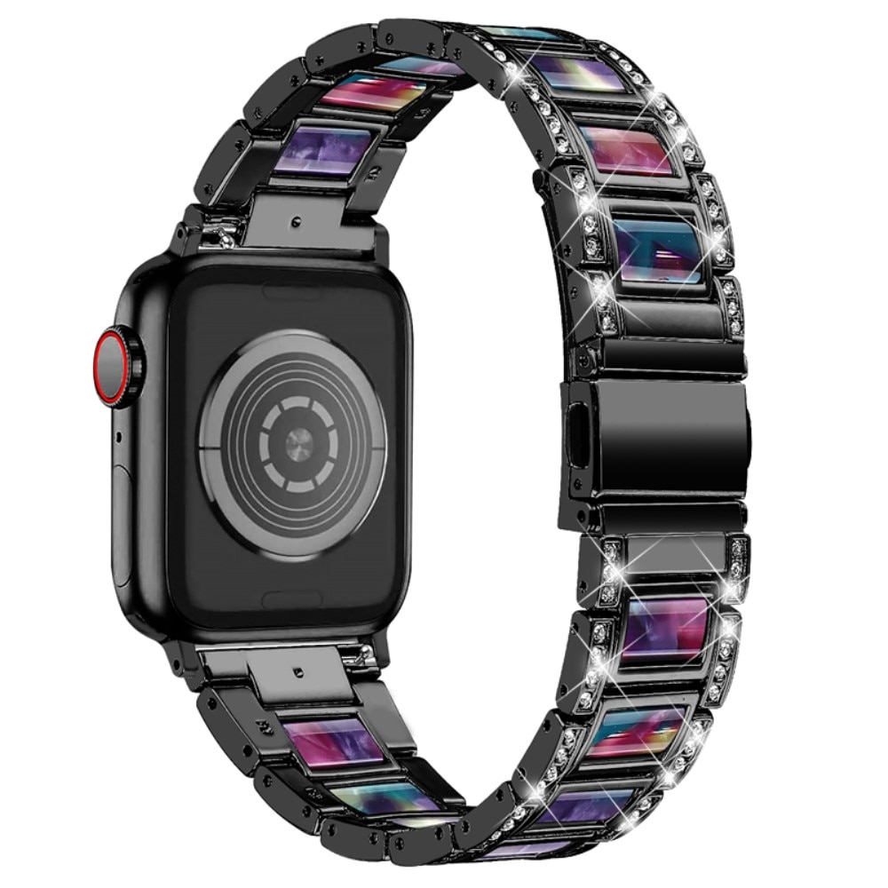 Apple Watch 41mm Series 9 Armband i metall med fina stenar, Black Space