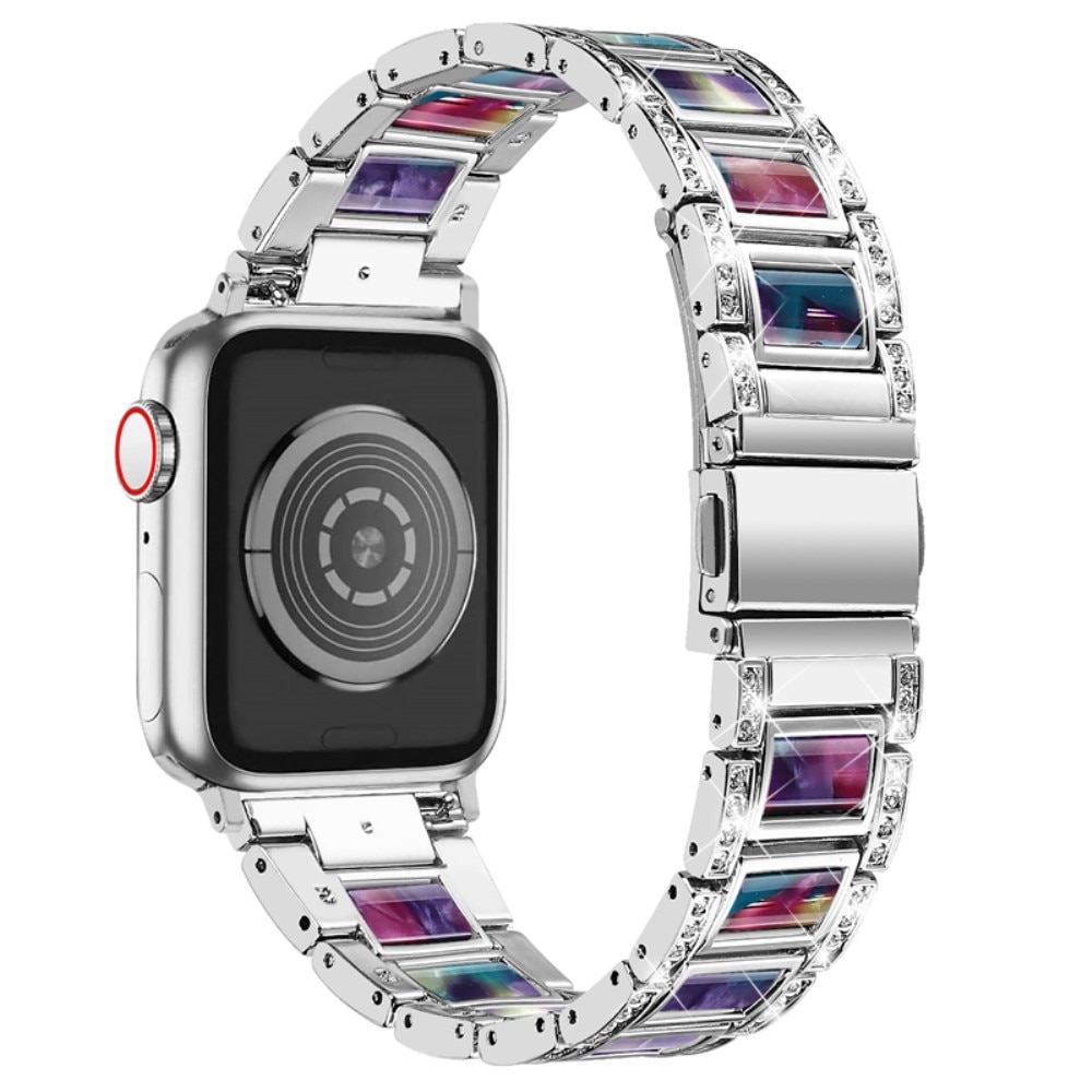 Apple Watch 41mm Series 7 Armband i metall med fina stenar, Silver Space