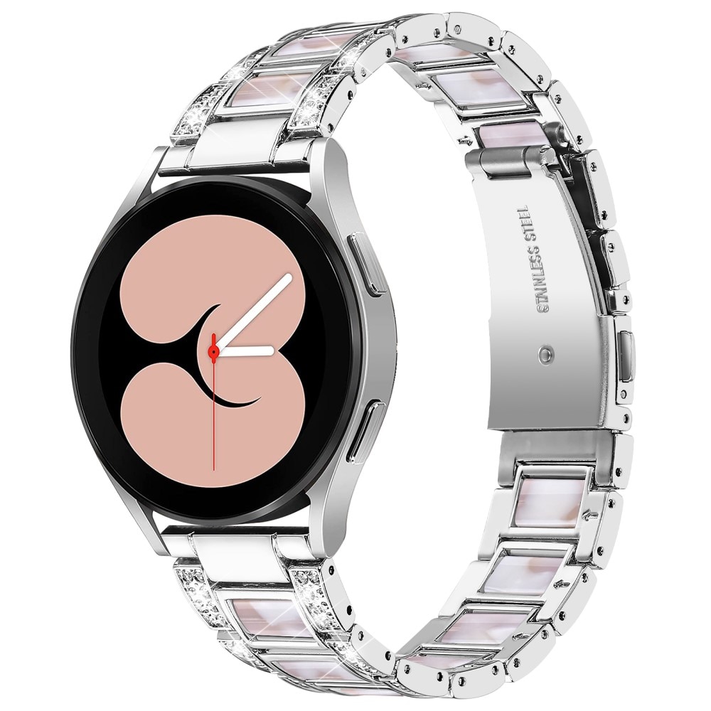 Samsung Galaxy Watch 5 40mm Armband i metall med fina stenar, Silver Pearl
