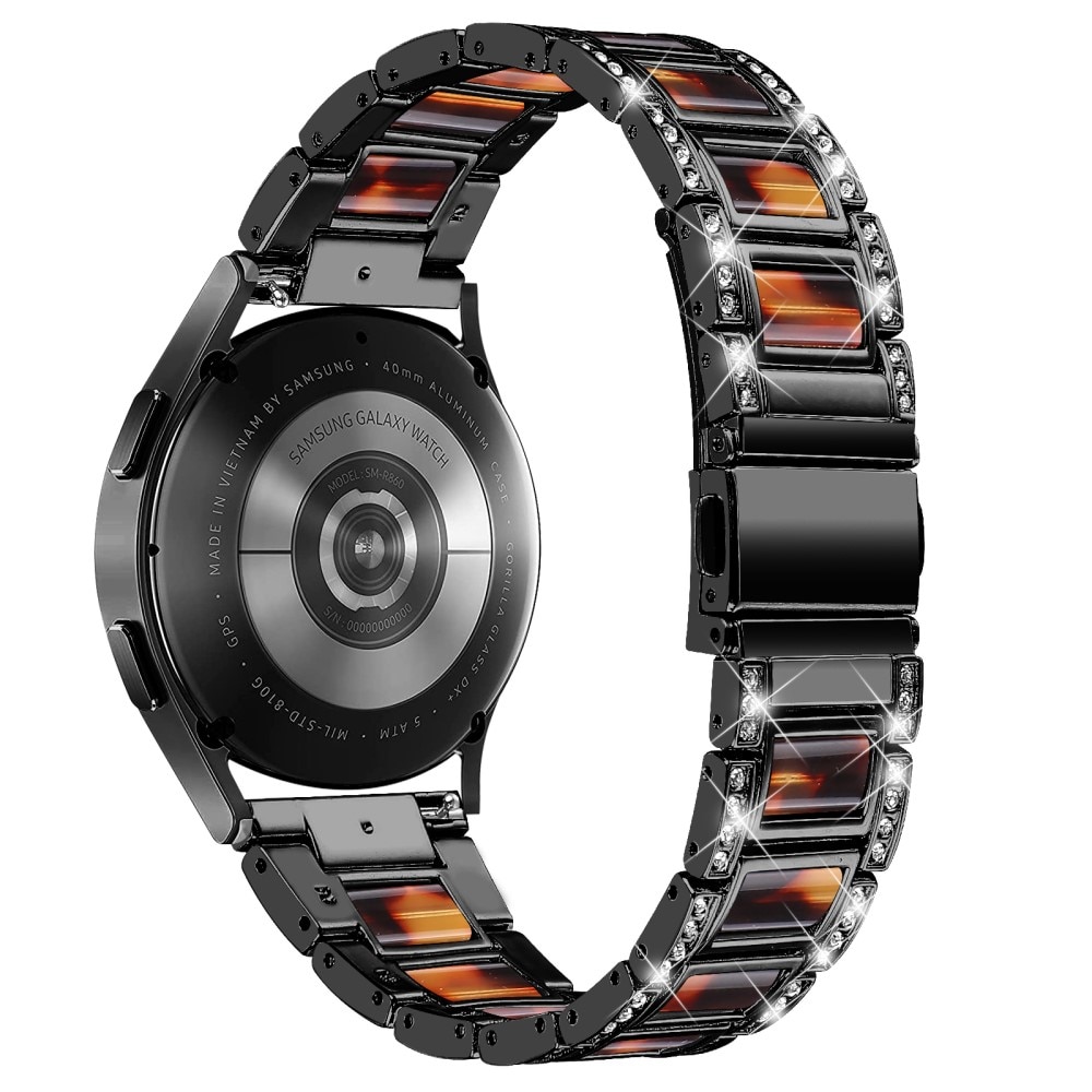 Samsung Galaxy Watch 6 44mm Armband i metall med fina stenar, Black Coffee