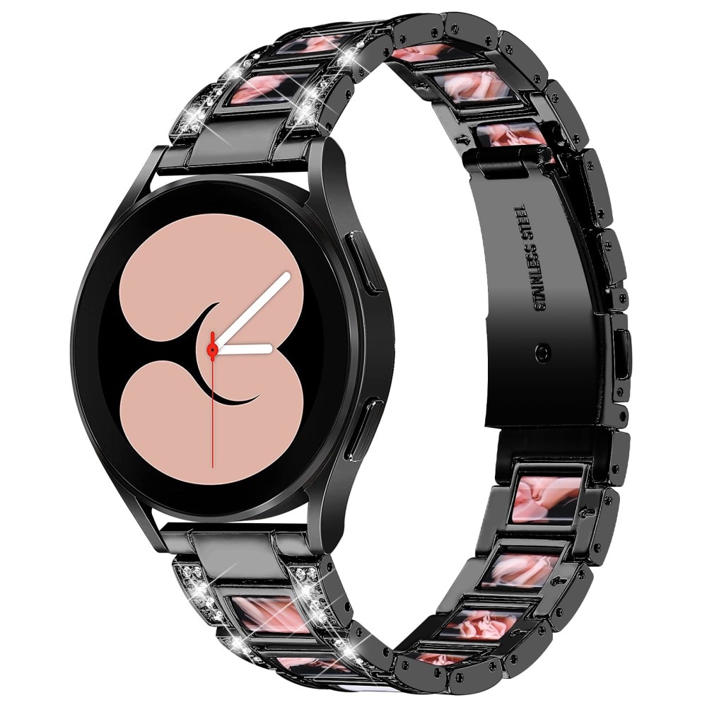Samsung Galaxy Watch 5 40mm Armband i metall med fina stenar, Black Blossom