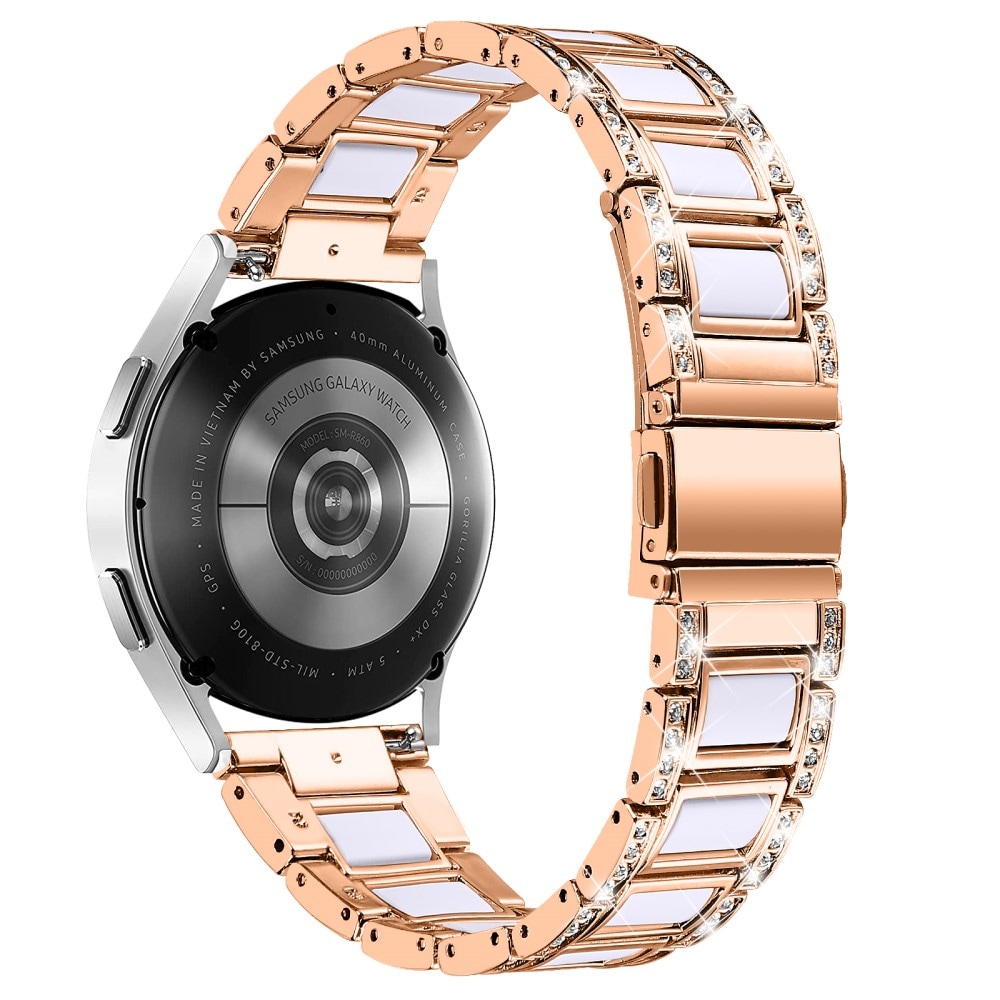 Samsung Galaxy Watch 6 40mm Armband i metall med fina stenar, Rosegold Snow