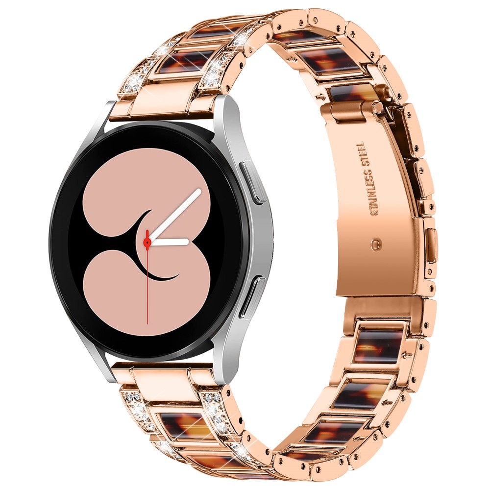 Samsung Galaxy Watch 5 44mm Armband i metall med fina stenar, Rosegold Coffee