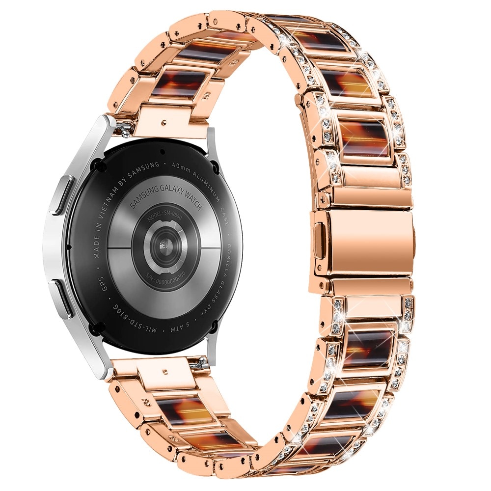 Samsung Galaxy Watch 6 Classic 47mm Armband i metall med fina stenar, Rosegold Coffee