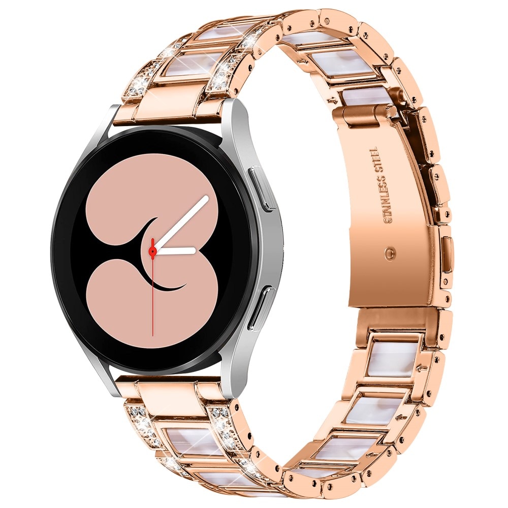 Samsung Galaxy Watch 5 40mm Armband i metall med fina stenar, Rosegold Pearl