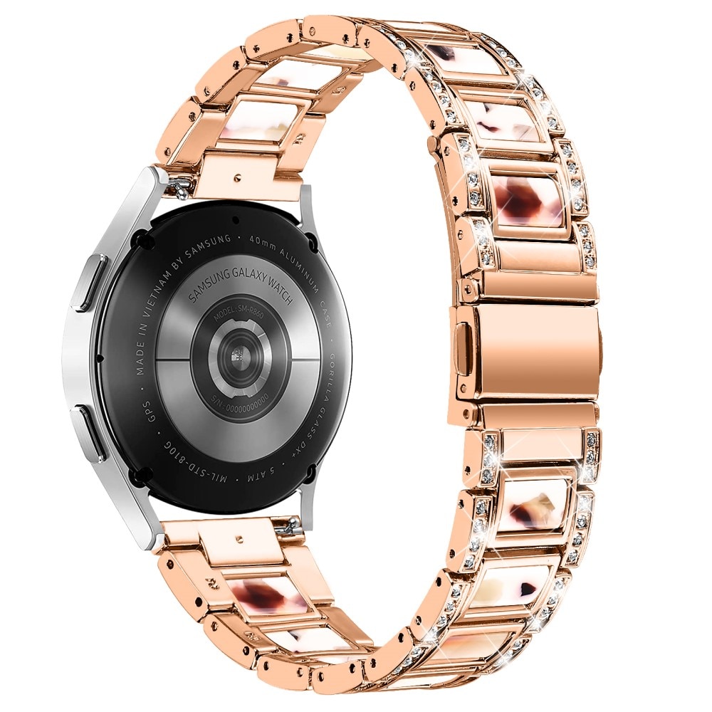 Samsung Galaxy Watch 6 44mm Armband i metall med fina stenar, Rosegold Nougat