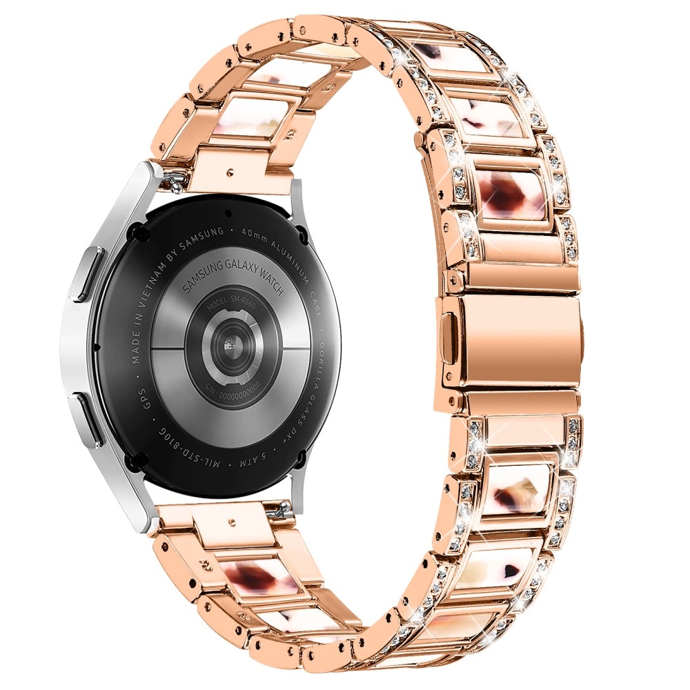 Samsung Galaxy Watch 6 Classic 47mm Armband i metall med fina stenar, Rosegold Nougat