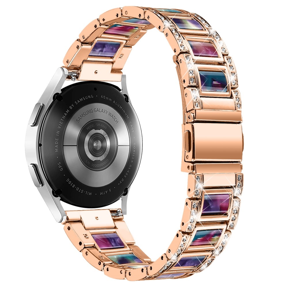 Samsung Galaxy Watch 6 Classic 47mm Armband i metall med fina stenar, Rosegold Space