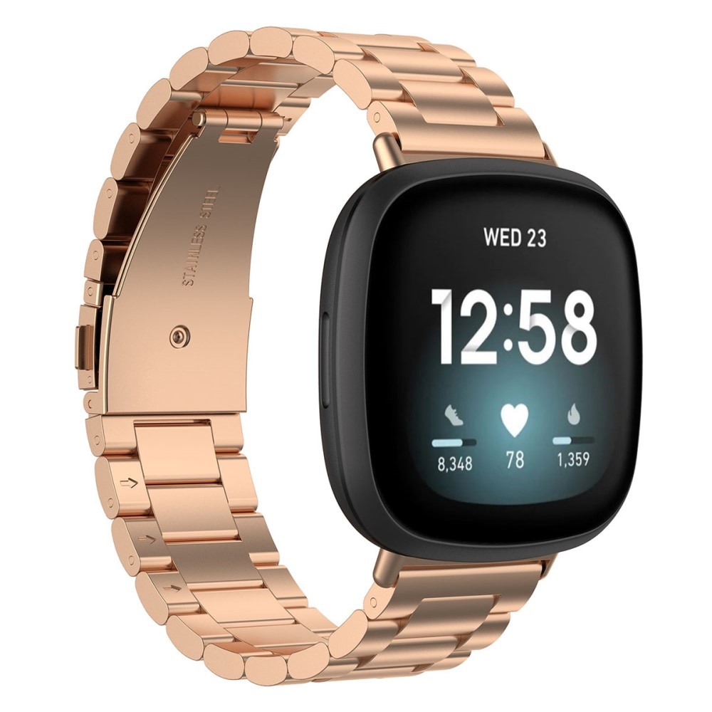 Fitbit Versa 4 Stilrent länkarmband i metall, roséguld