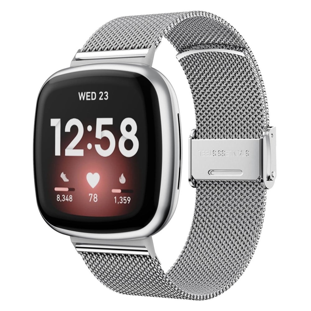 Fitbit Versa 3/Sense Armband i mesh, silver