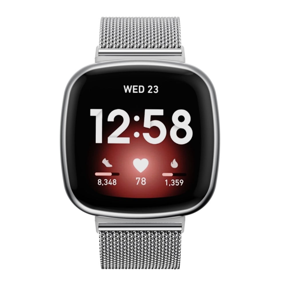 Fitbit Versa 3/Sense Armband i mesh, silver